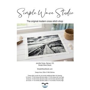 The Boardwalk Ocean Sea Landscape Black and White Counted Cross Stitch Pattern